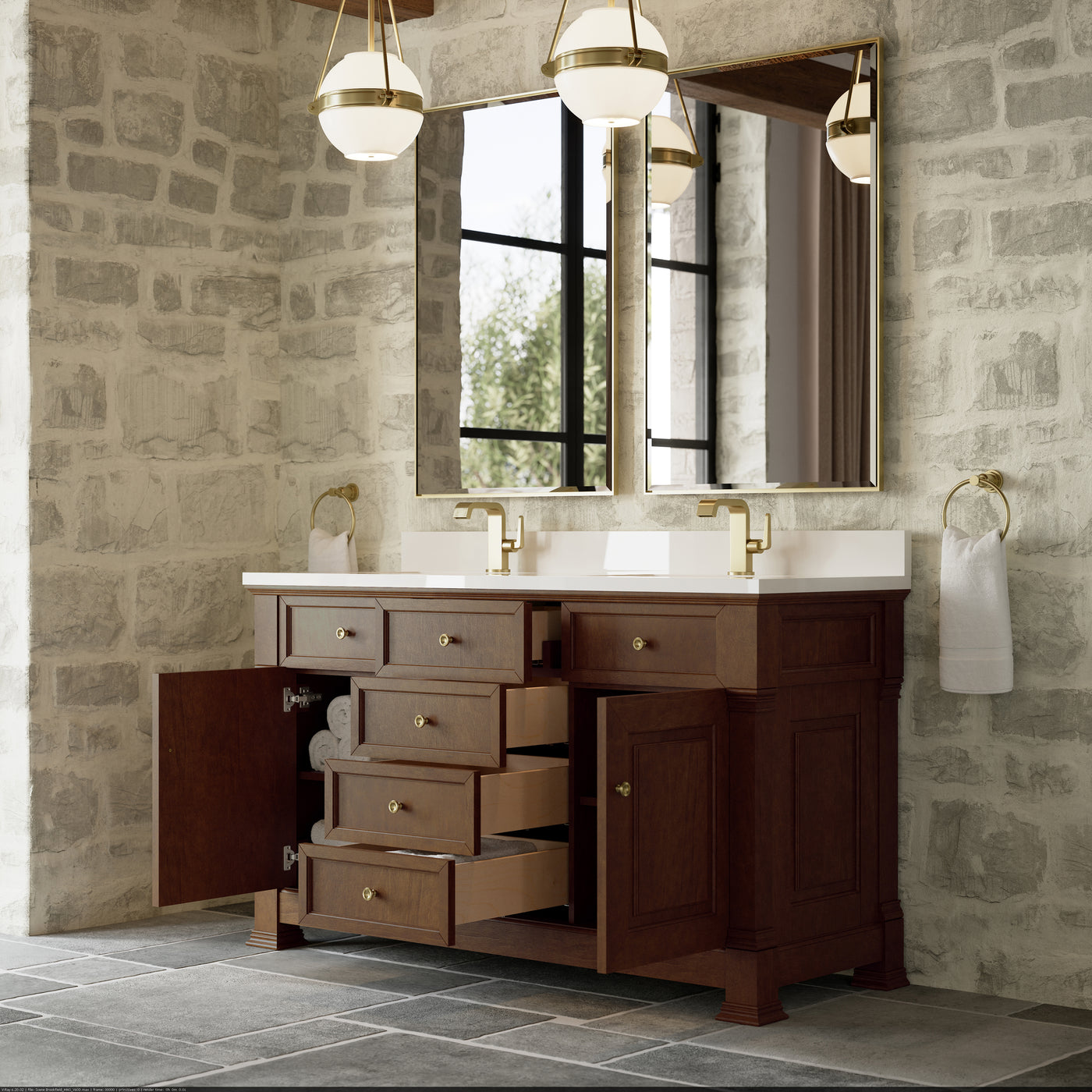 James Martin Brookfield 60" Double Bathroom Vanity, Honey Oak by James Martin
