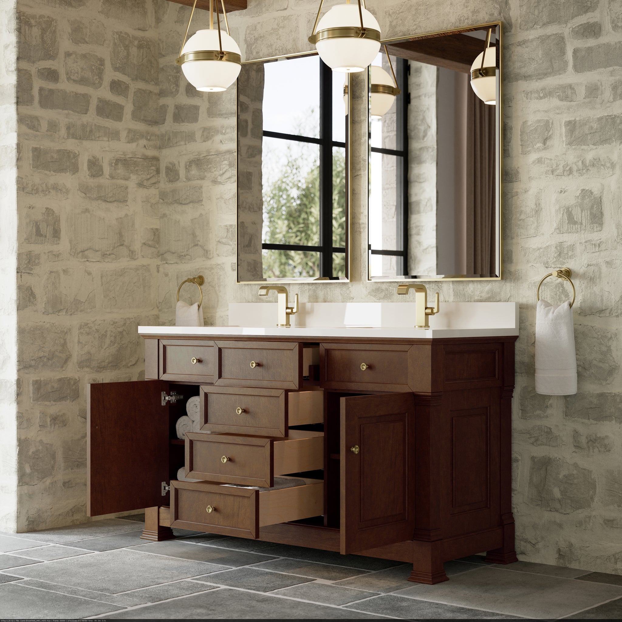 James Martin Brookfield 60" Double Bathroom Vanity, Honey Oak by James Martin