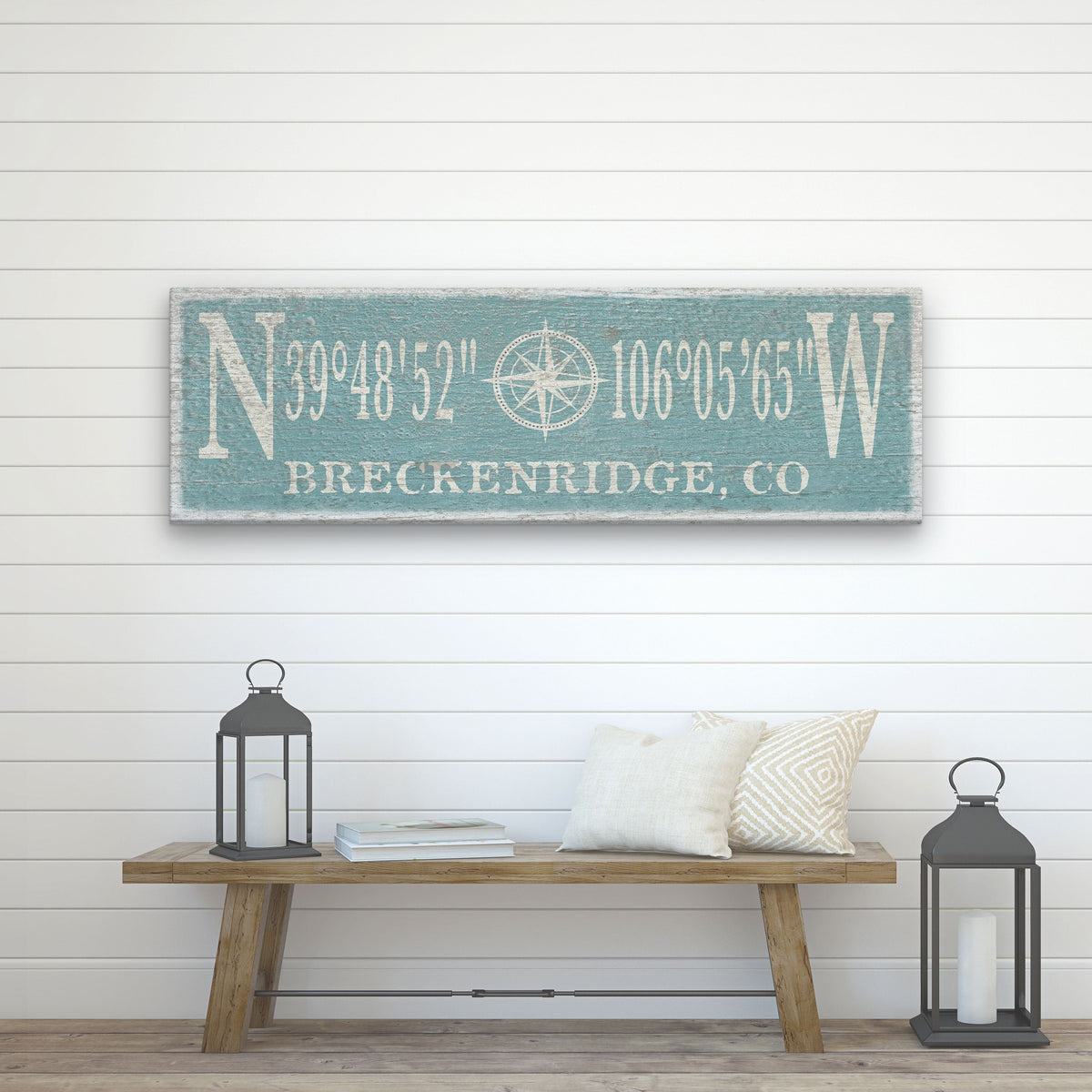 Personalized Coordinates Compass Rose Canvas Sign, photo 9 of 14