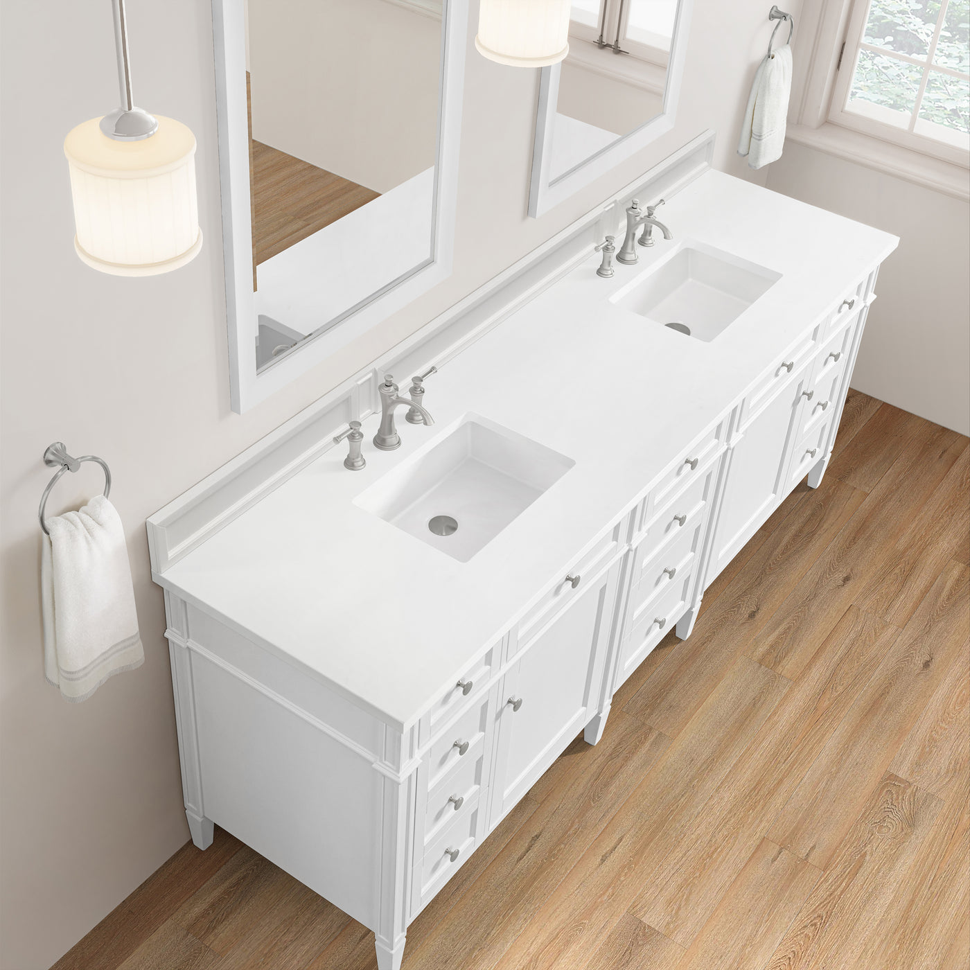 James Martin Brittany 84" Double Bathroom Vanity, Bright White by James Martin
