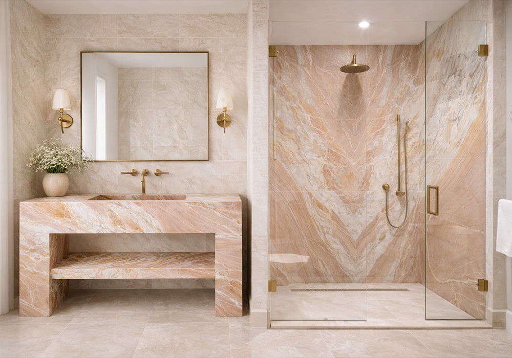 Tiffany Crystal Polished Quartzite Slab Random room scene 2