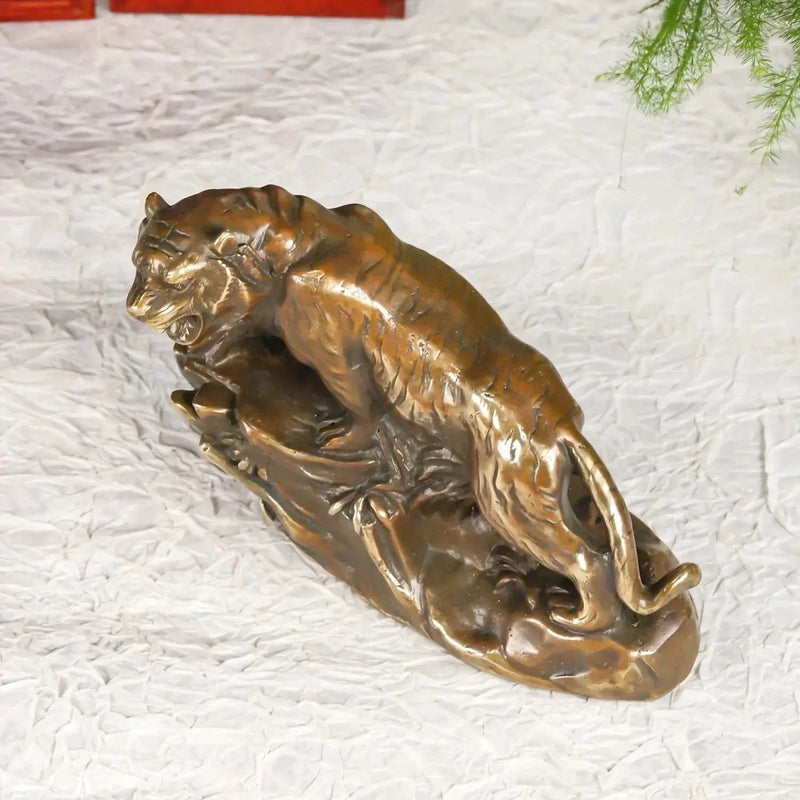Tiger Figurine - Climbing Brass by House Of Avana