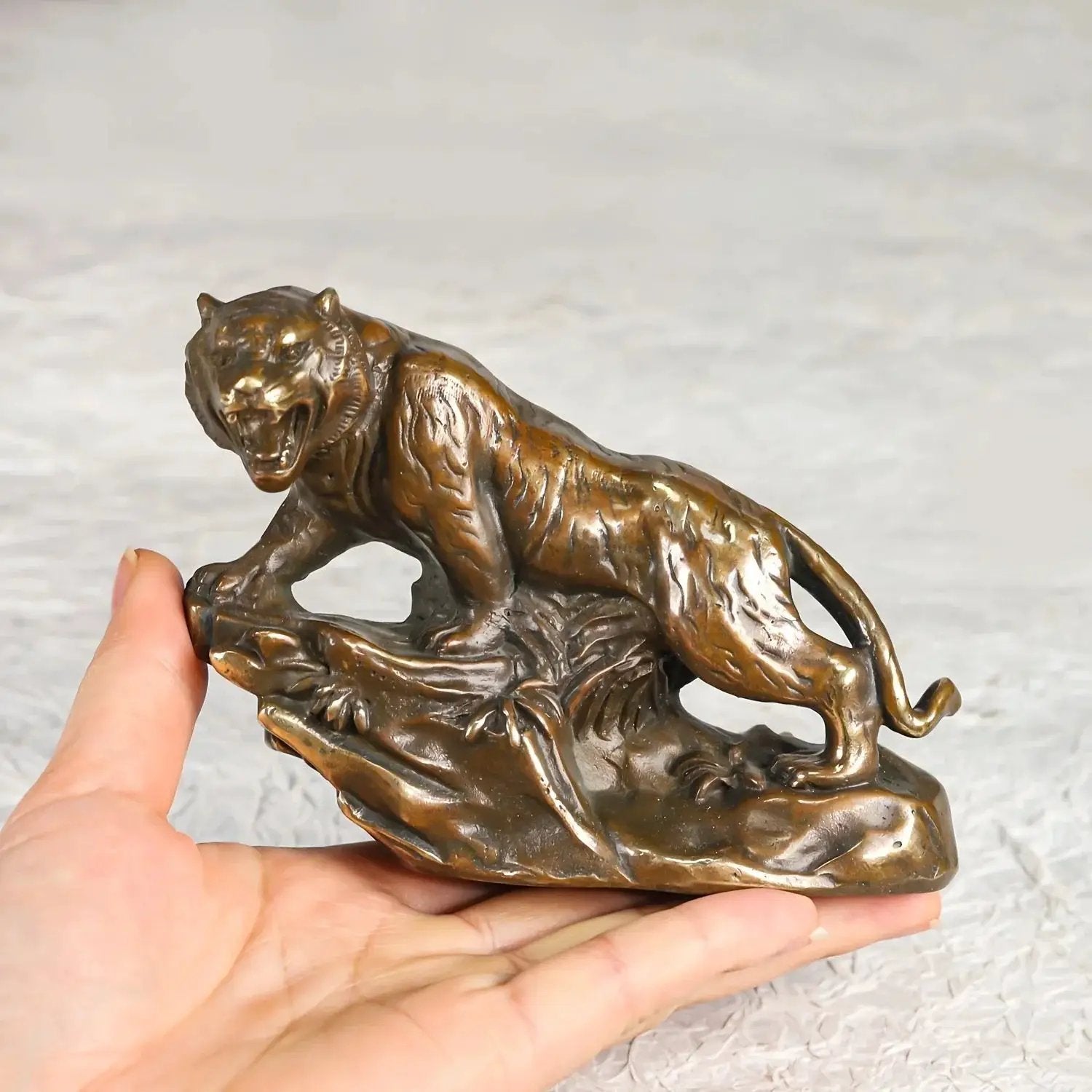 Tiger Figurine - Climbing Brass by House Of Avana