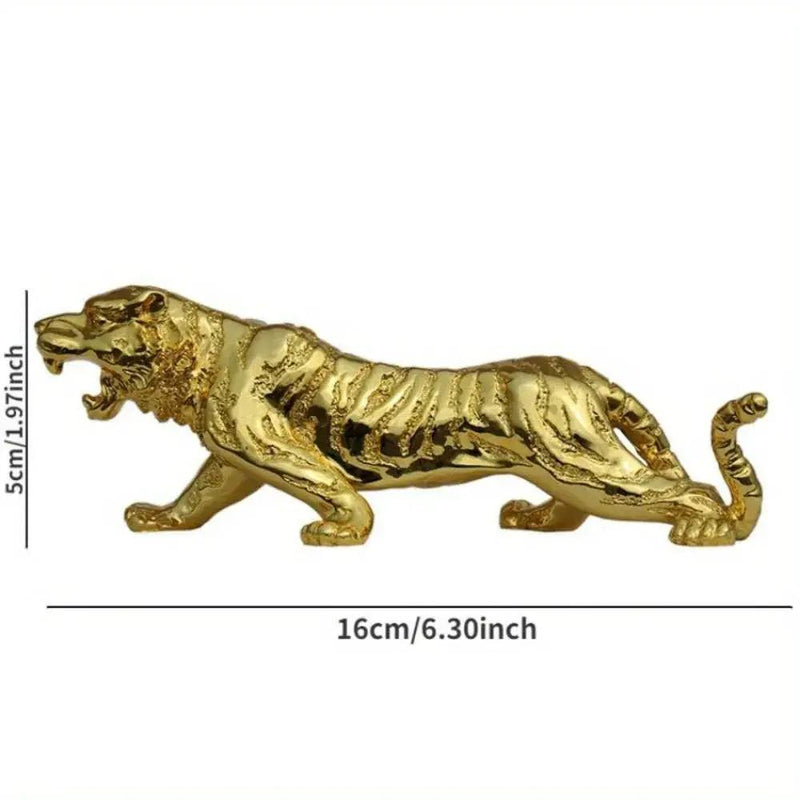 Golden Roaring Tiger Sculpture Decorative Table Accent by House Of Avana