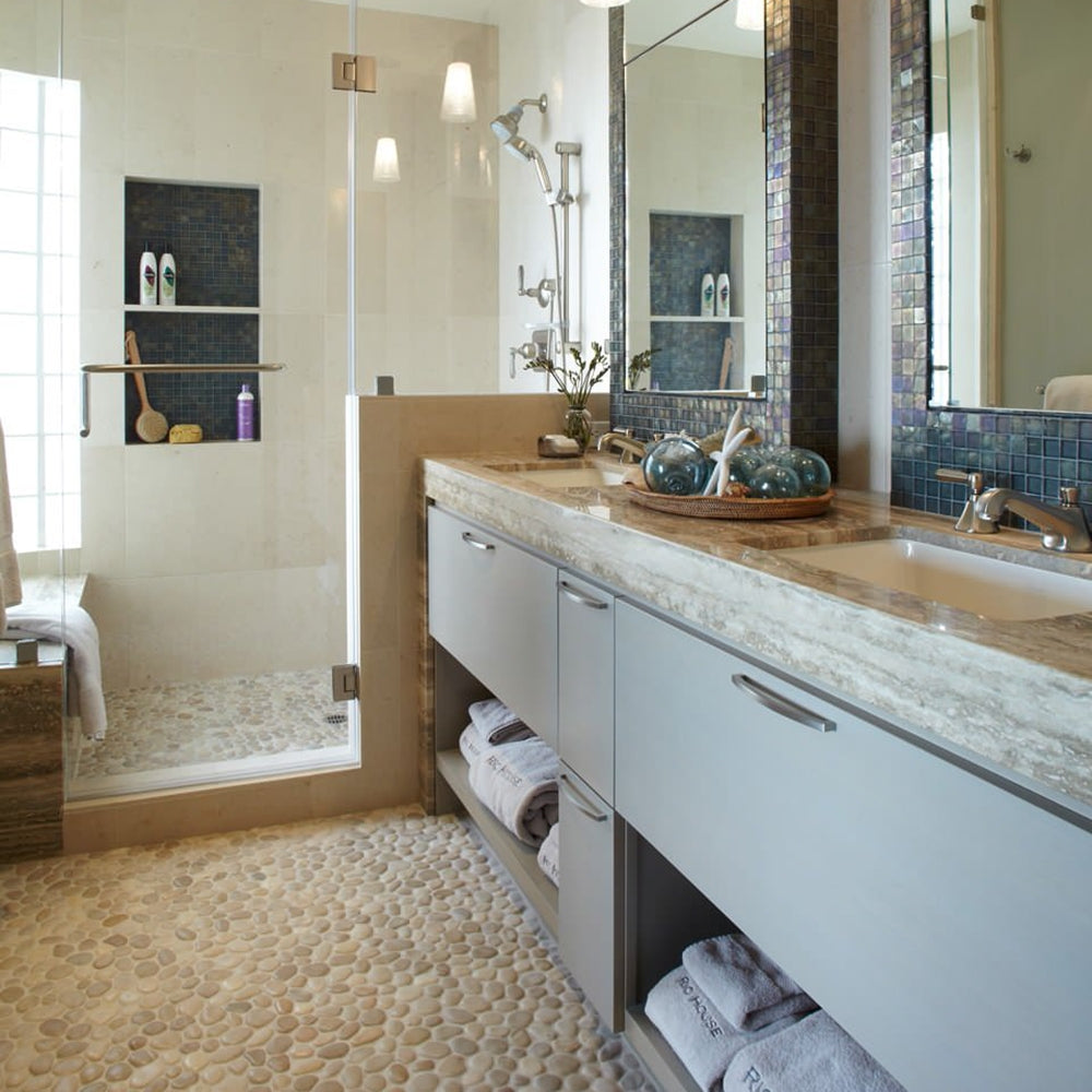 Timor White Natural Pebble Mosaics 12x12 Pebble Natural 12x12 Mosaics — 2