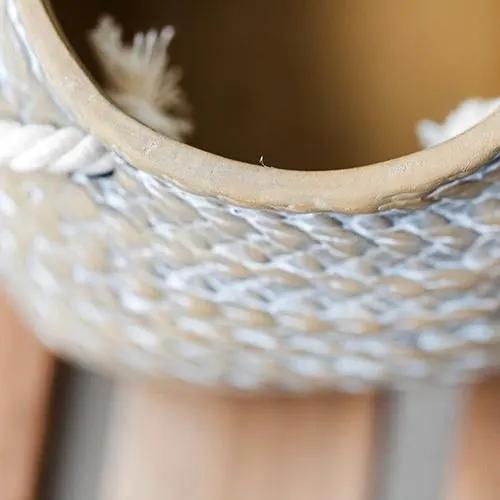 Tiny Ceramic Planter Hemp Bag Design with Rope Handles by RusticReach