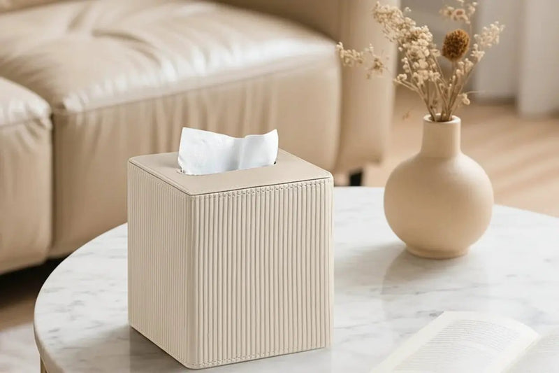 Tissue Box - Decorative Faux Leather Square by House Of Avana