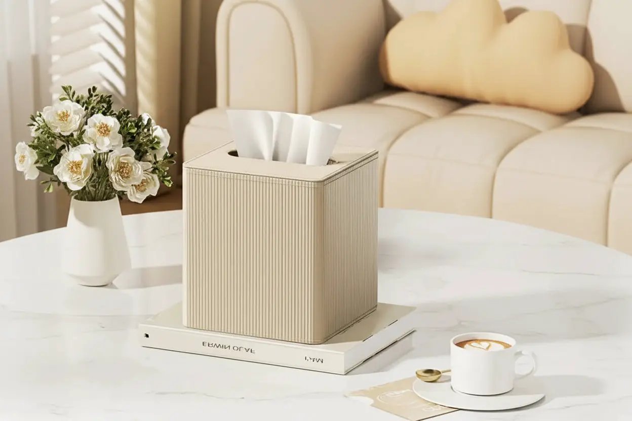 Tissue Box - Decorative Faux Leather Square by House Of Avana