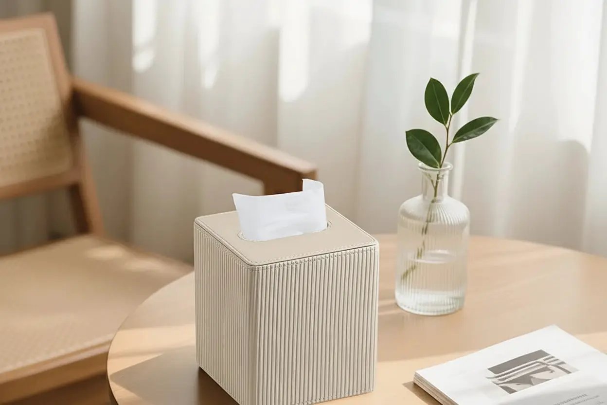 Tissue Box - Decorative Faux Leather Square by House Of Avana