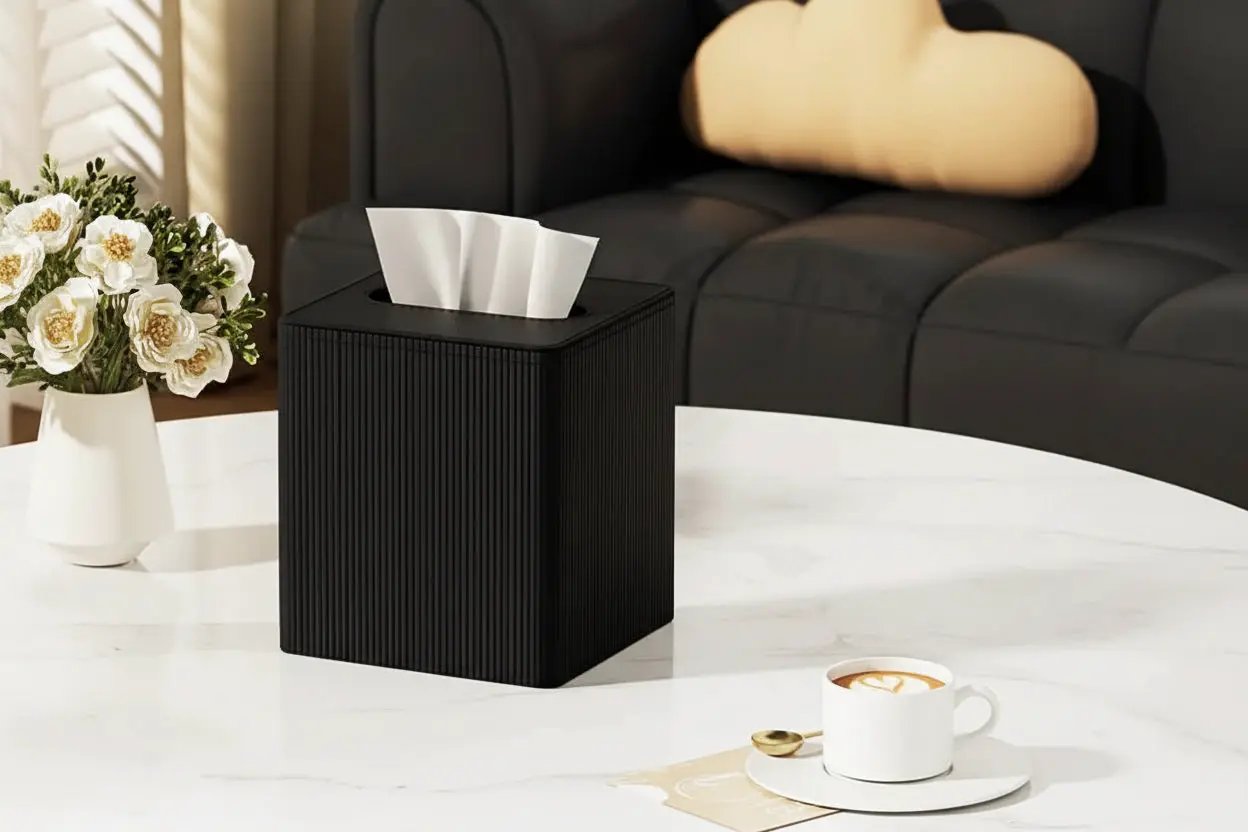 Tissue Box - Decorative Faux Leather Square by House Of Avana