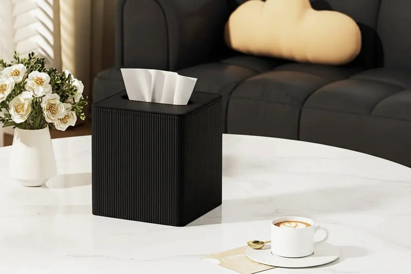 Tissue Box - Decorative Faux Leather Square by House Of Avana