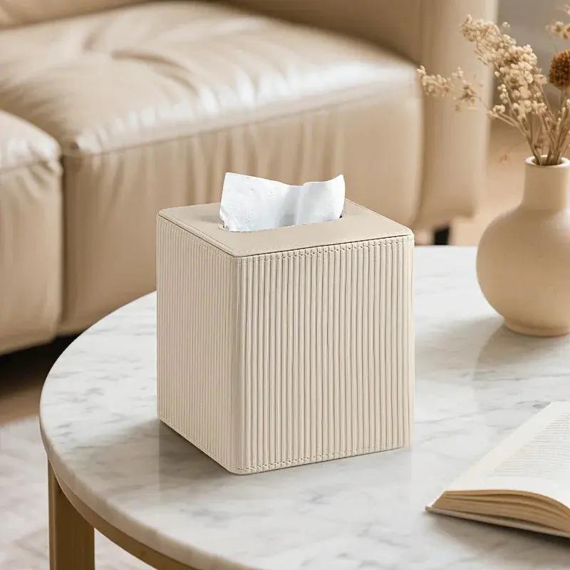 Tissue Box - Decorative Faux Leather Square by House Of Avana