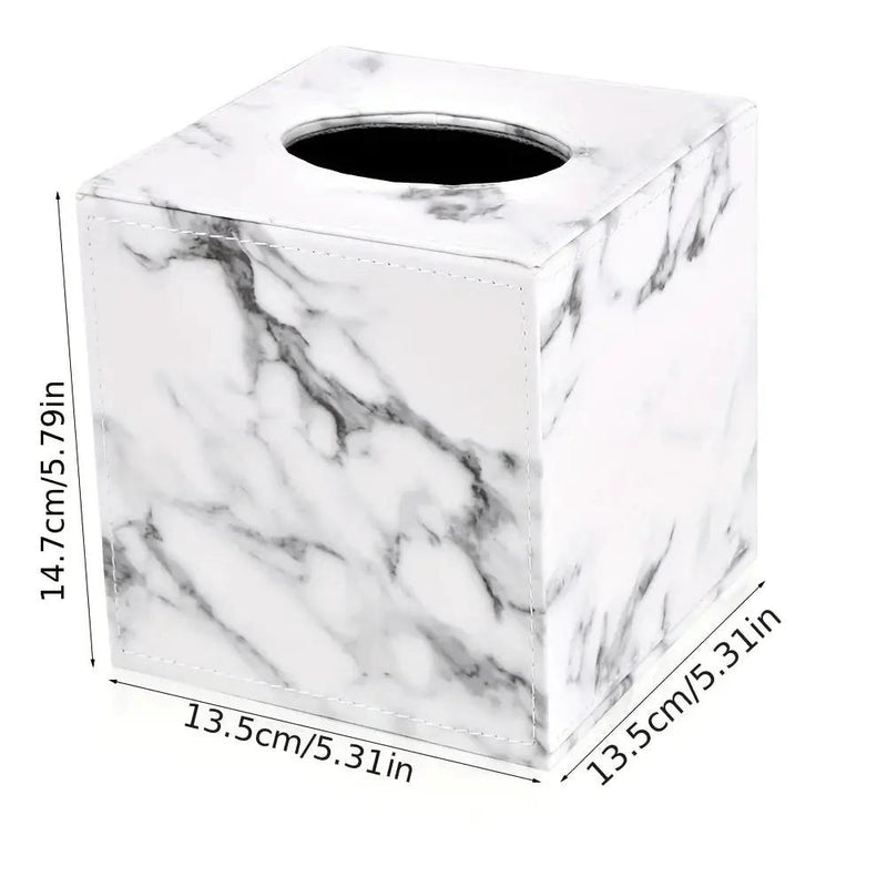 Tissue Box Holder - Elegant Marble Leather by House Of Avana