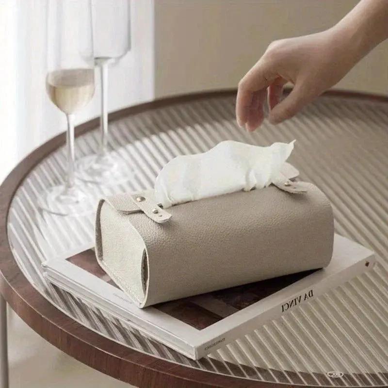 Tissue Box Holder - Luxury Faux Leather Small by House Of Avana