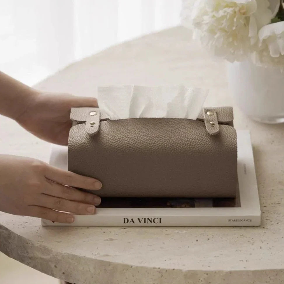 Tissue Box Holder - Luxury Faux Leather Small