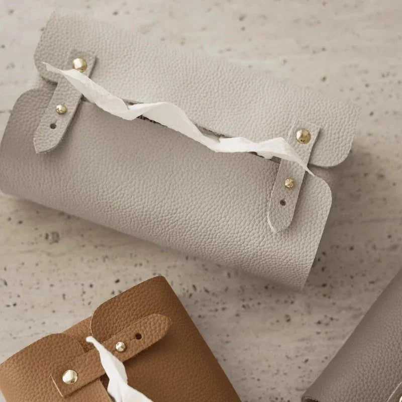 Tissue Box Holder - Luxury Faux Leather Small