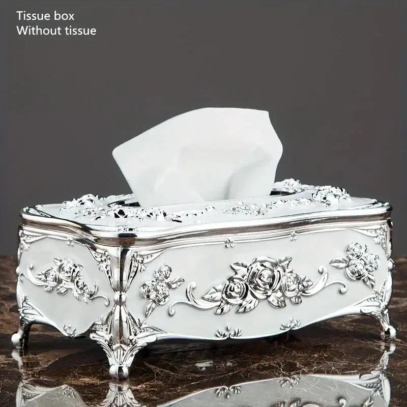 Tissue Box Holder - Metal Golden Silvery by House Of Avana
