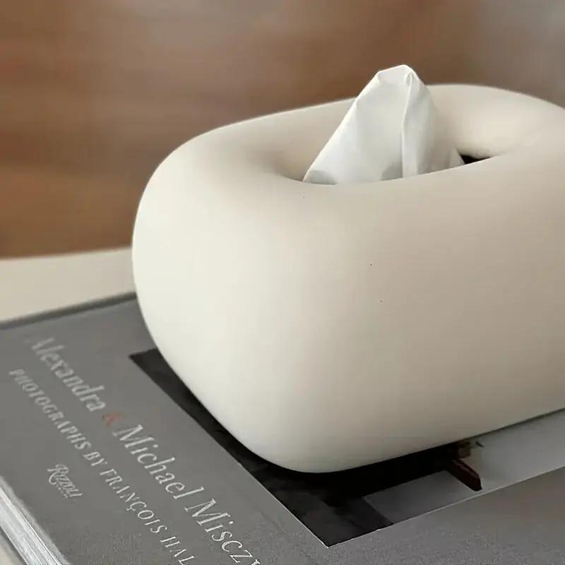 Tissue Box Holder - Modern Ceramic White by House Of Avana