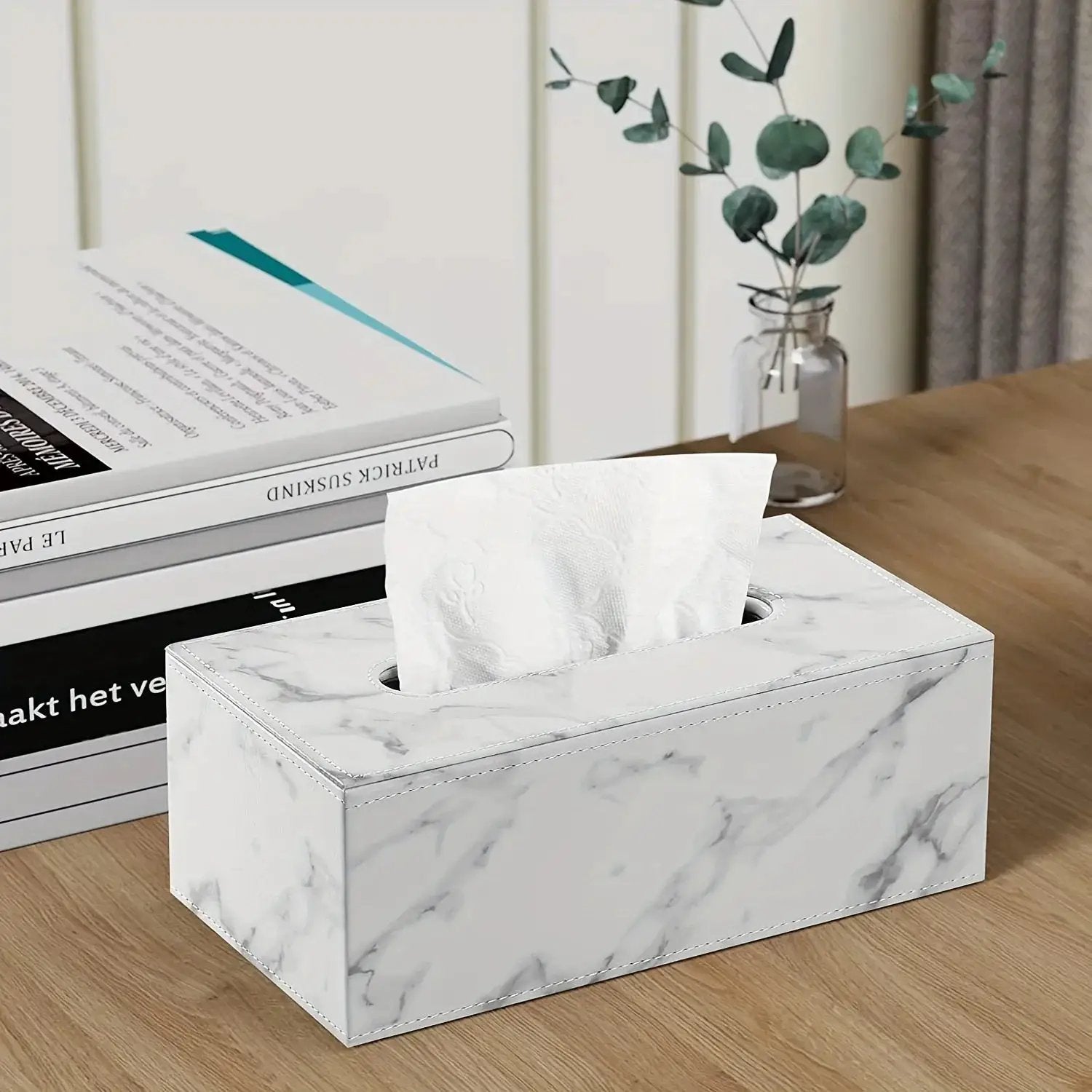 Tissue Box - Marble White Rectangular by House Of Avana