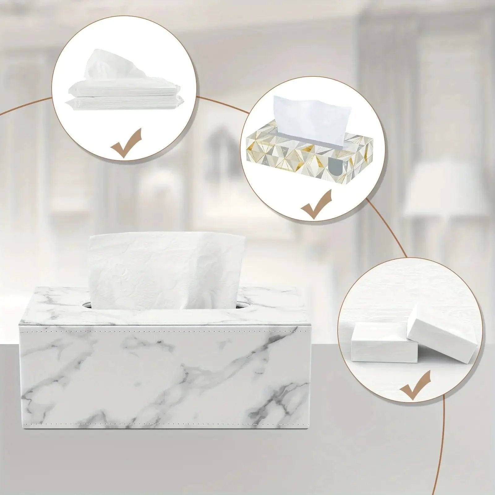 Tissue Box - Marble White Rectangular by House Of Avana