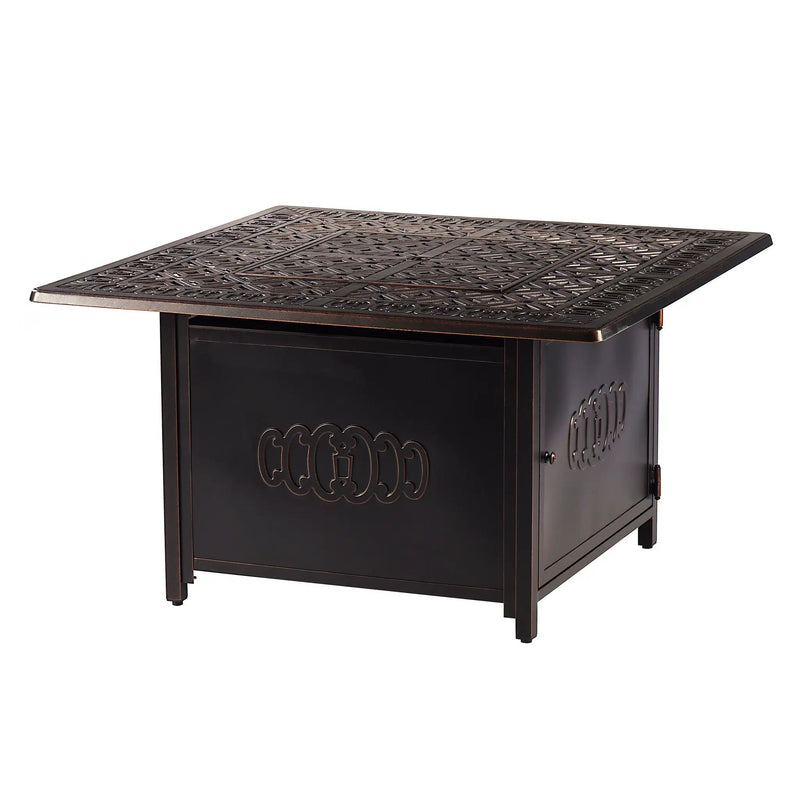 Aluminum 42-in Square Patio Fire Table Set with Swivel Rocking Chairs by Sharicks