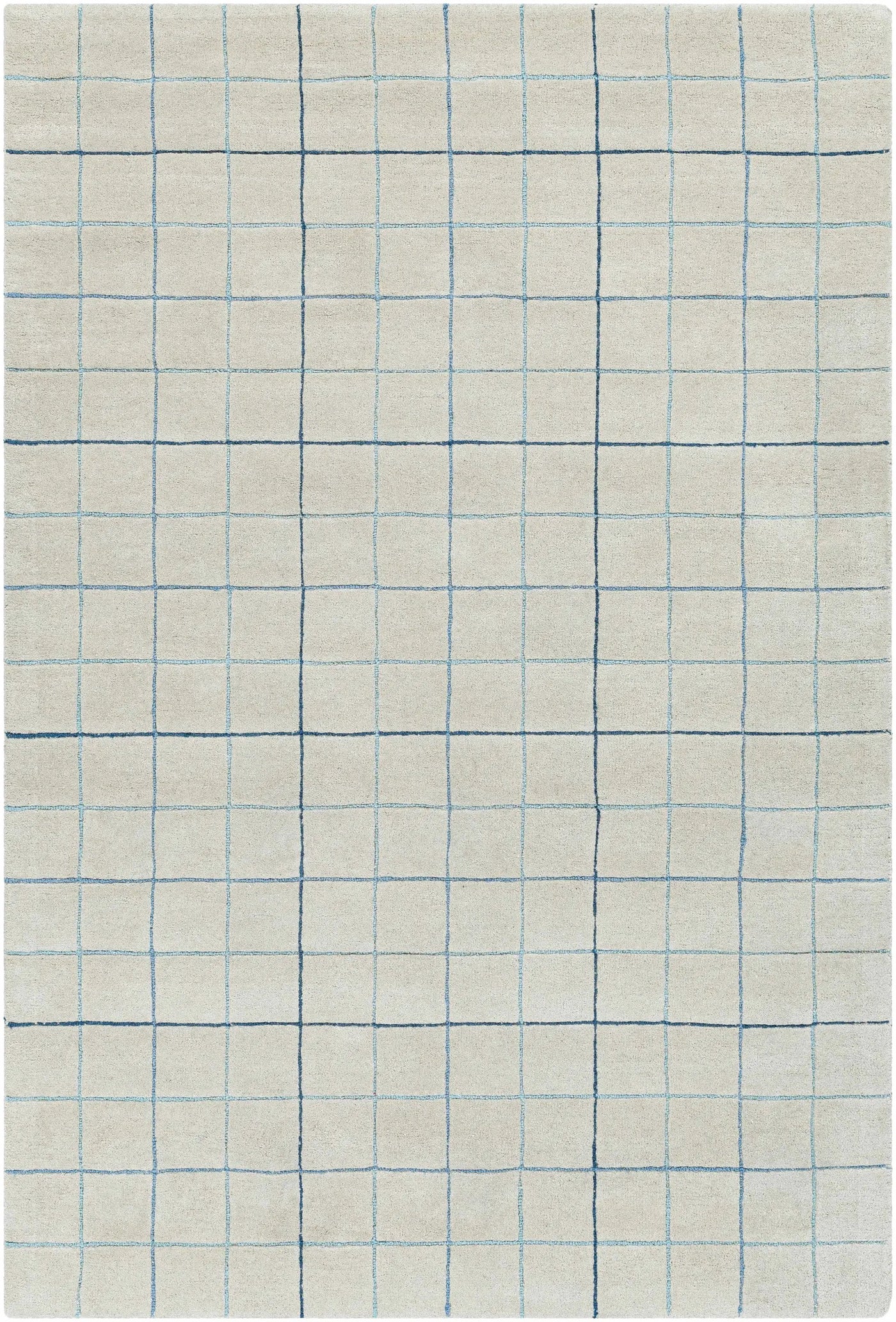 Toshi Beige Grid Wool Rug by Boutique Rugs