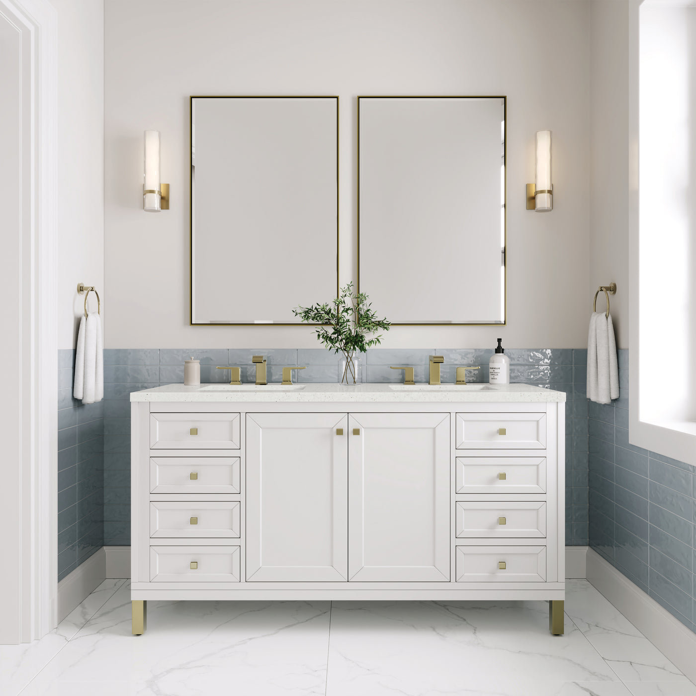 James Martin Chicago 60" Double Bathroom Vanity, Glossy White, view 37
