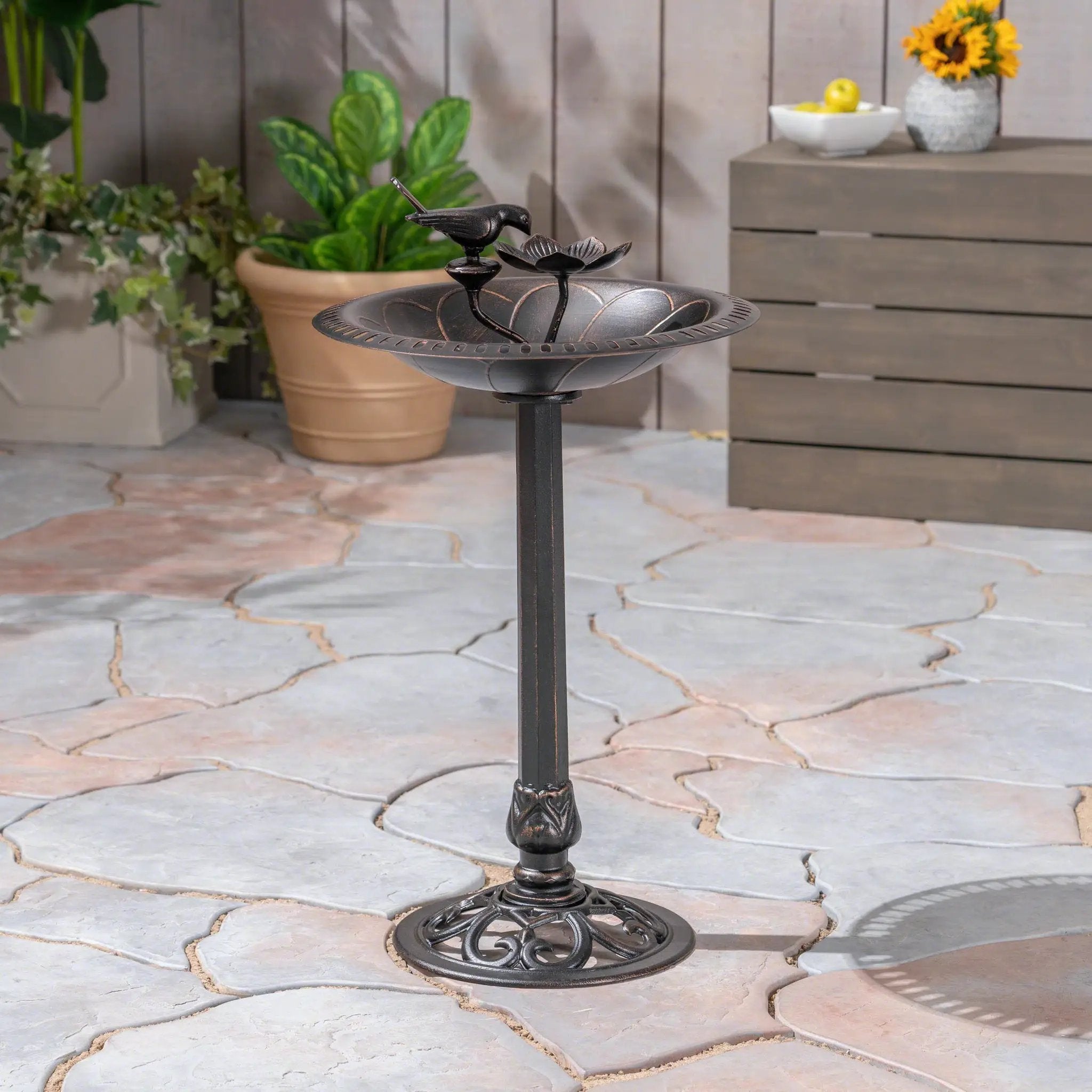 Outdoor Aluminum and Iron Bird Bath by HouseOfZazla