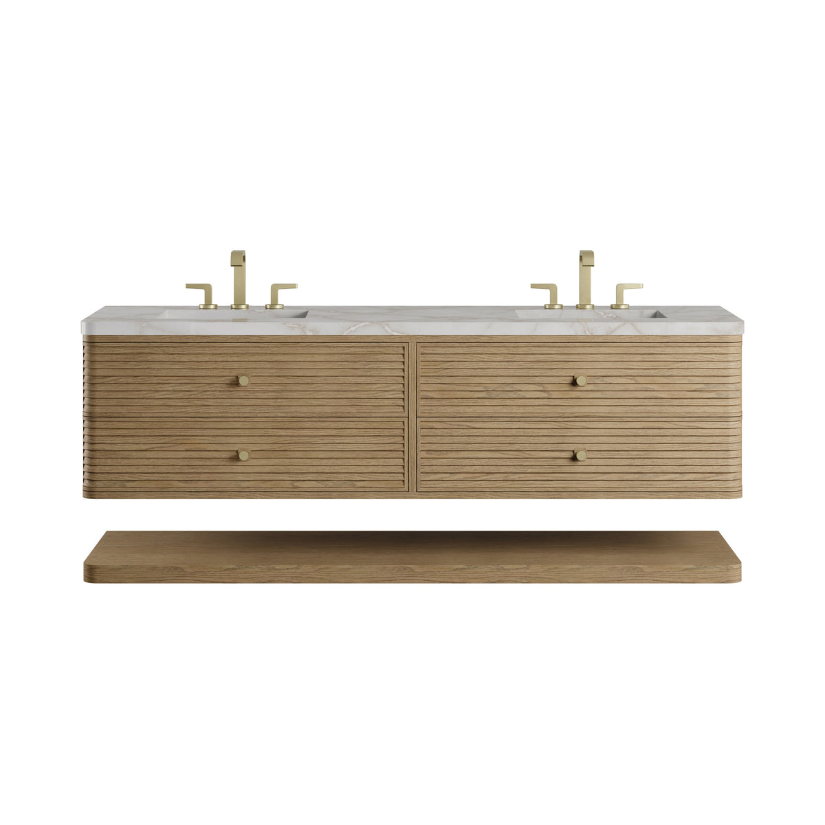 James Martin Allamari 72" Floating Double Bathroom Vanity, Dune Mist with Victorian Silver (Silestone) countertop