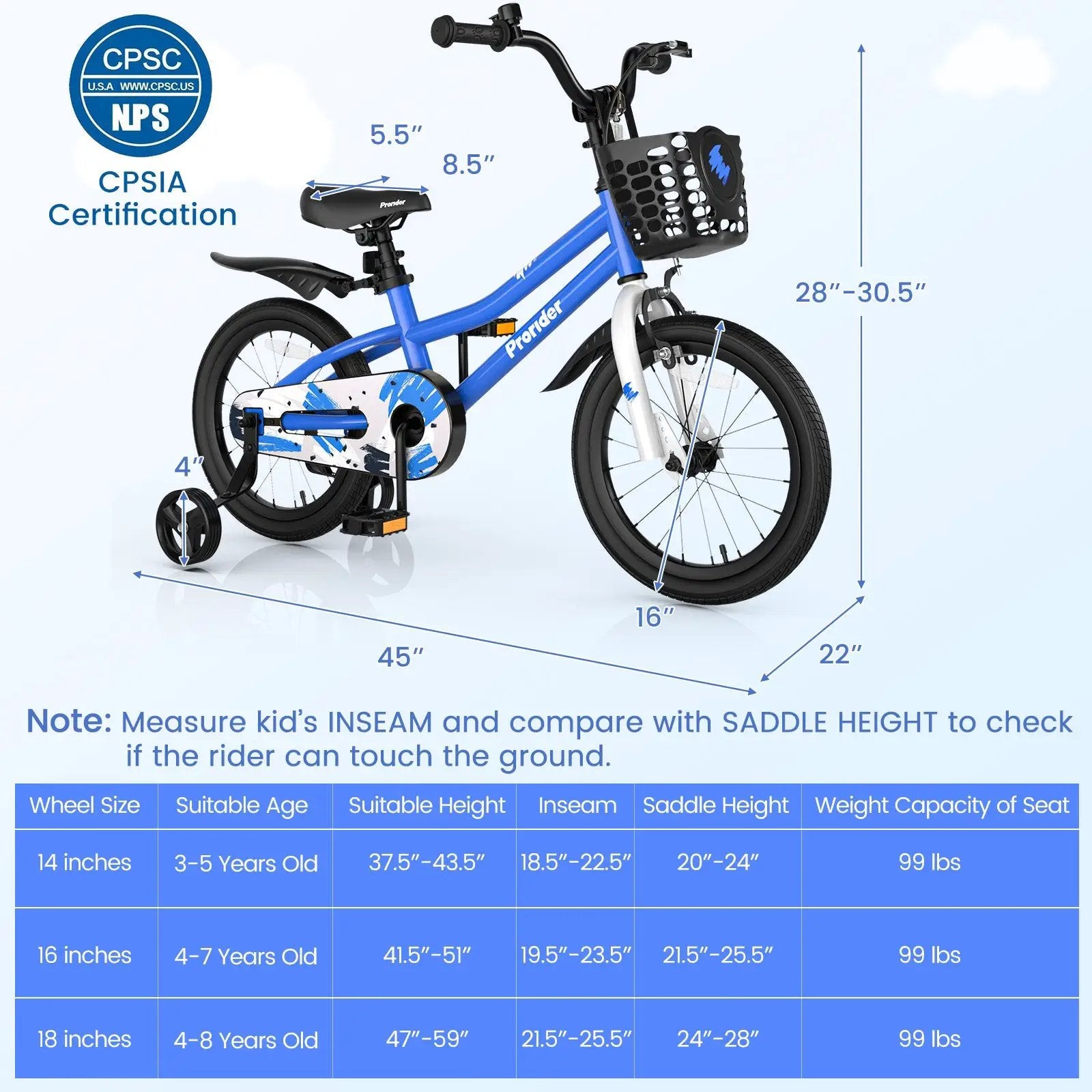 16 Inch Kids Bike with Removable Training Wheels by DirectDeals