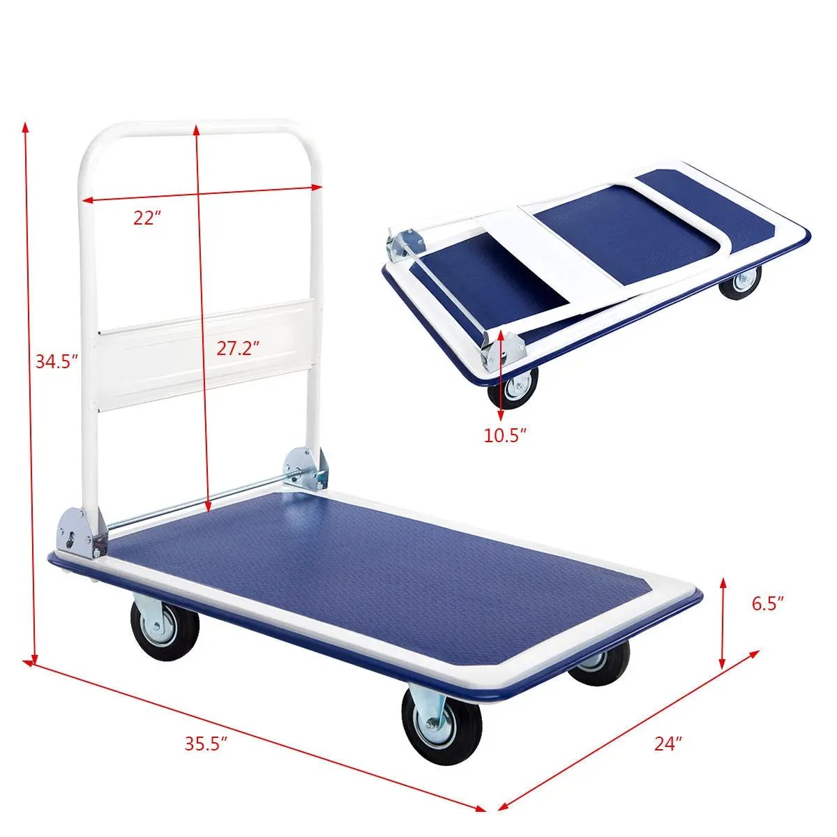 660 Pounds Folding Platform Cart Dolly Hand Truck by DirectDeals