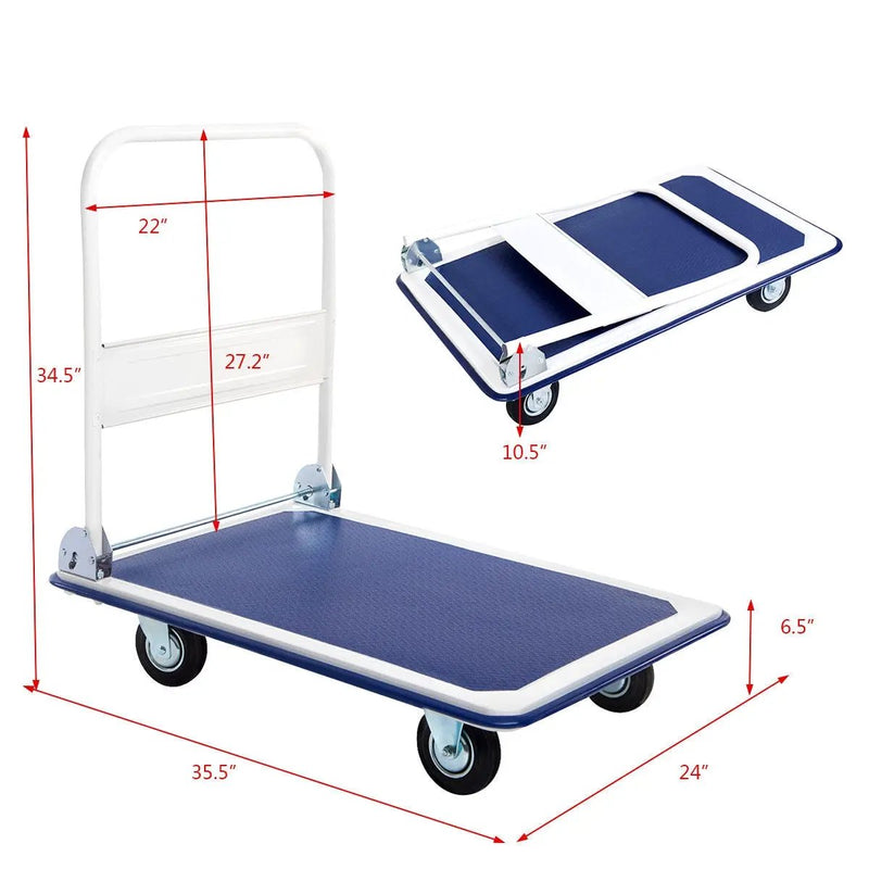 660 Pounds Folding Platform Cart Dolly Hand Truck by DirectDeals