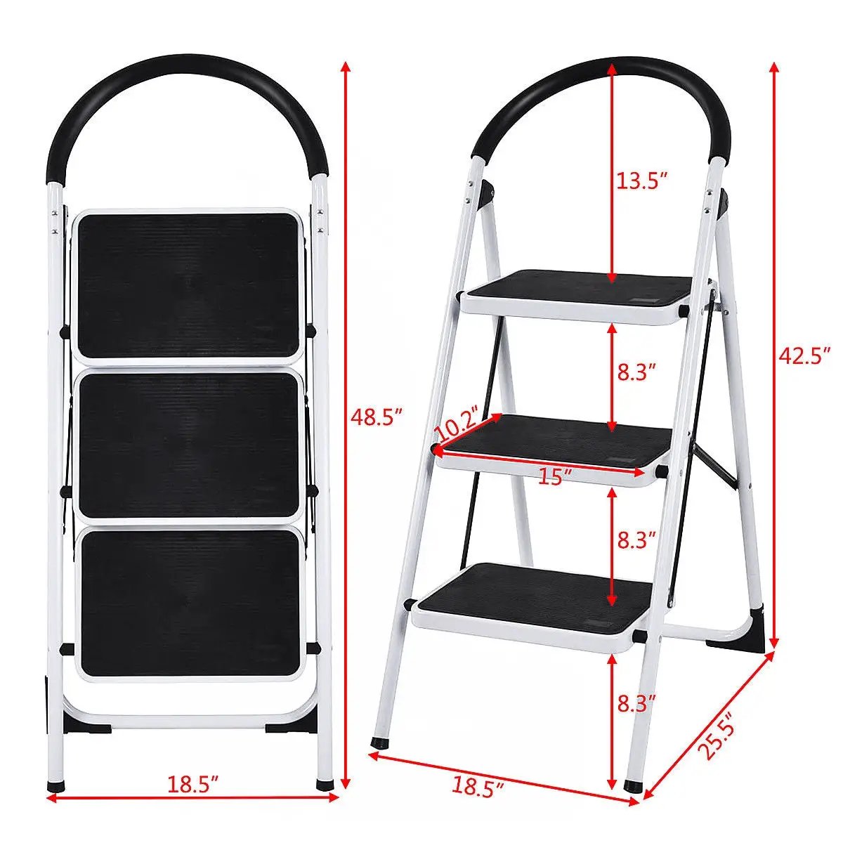 Heavy Duty Industrial Lightweight Folding Stool 3 Step Ladder by DirectDeals