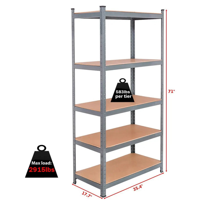 71 inch Heavy Duty Steel Adjustable 5 Level Storage Shelves by DirectDeals