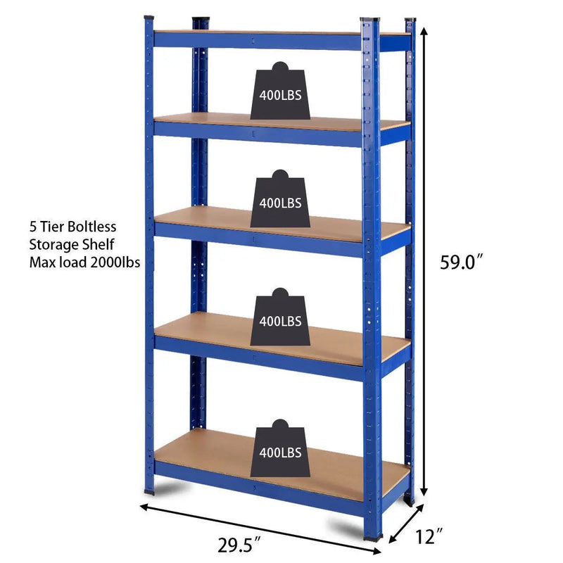 29.5 x 59 Inch Adjustable 5-layer 2000 lbs Capacity Tool Shelf-Blue by DirectDeals