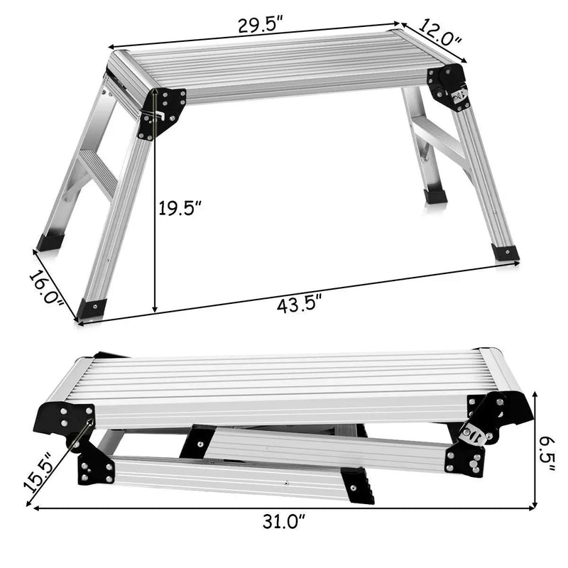 Heavy Duty Portable Bench Aluminum Folding Step Ladder by DirectDeals