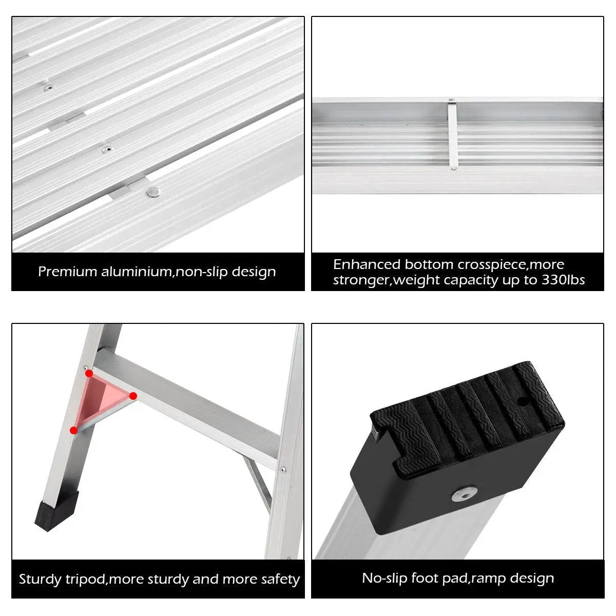 Heavy Duty Portable Bench Aluminum Folding Step Ladder by DirectDeals