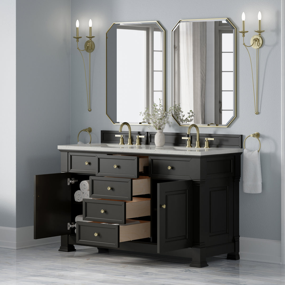 James Martin Brookfield 60" Double Bathroom Vanity, Black Onyx, view 21