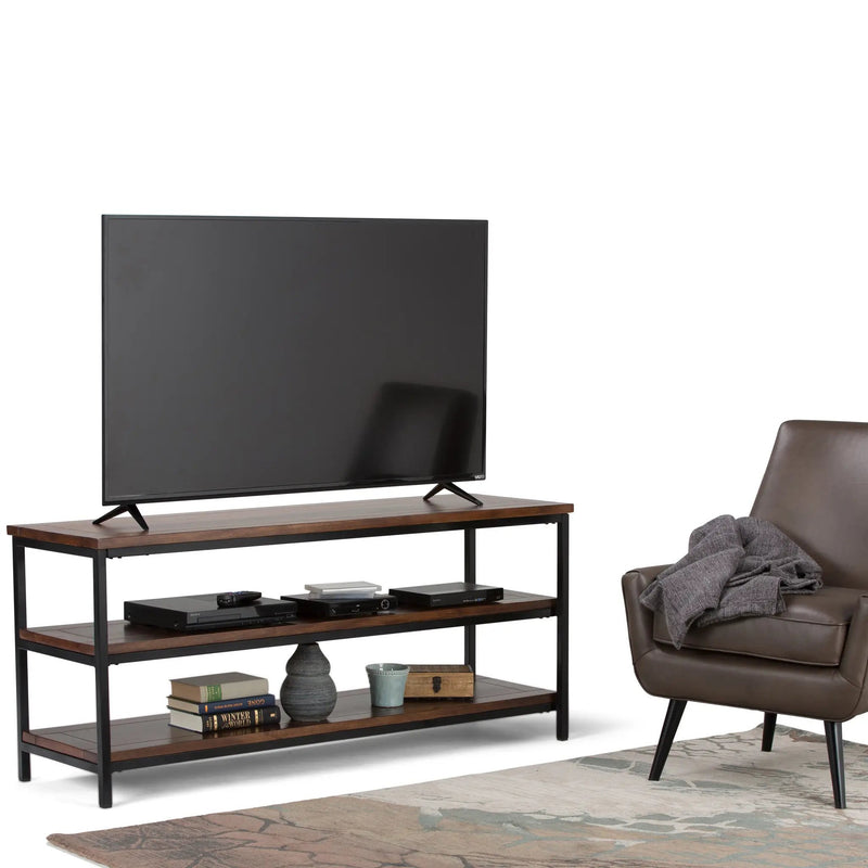 Skyler 60 Inch Wide Solid Mango Wood TV Stand in Dark by HouseOfZazla