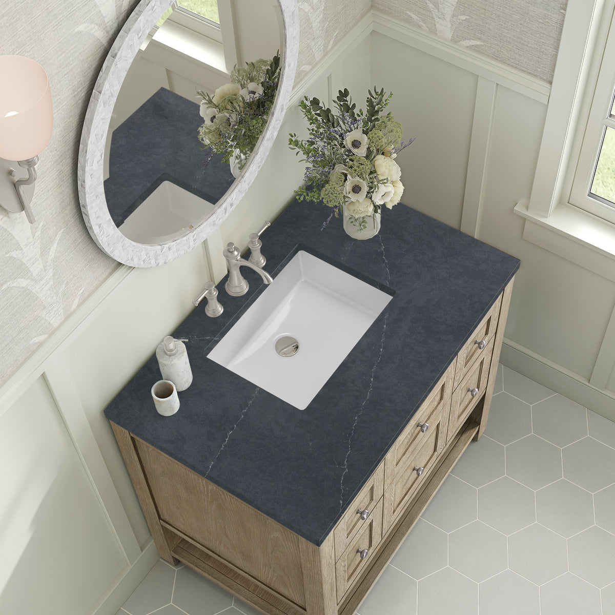 James Martin Breckenridge 36" Single Bathroom Vanity, Whitewashed Oak, view 39
