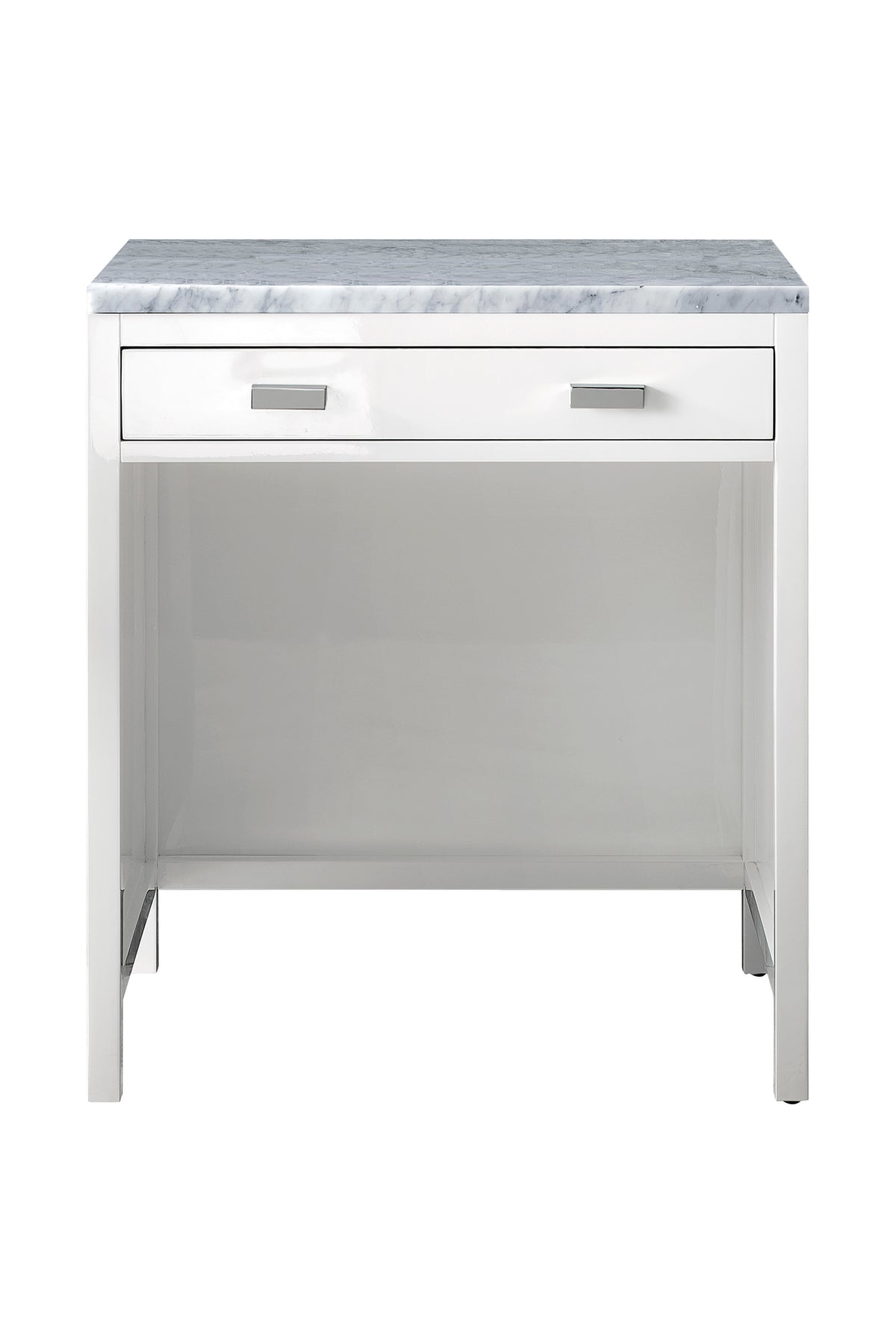 James Martin Addison 30" Countertop Unit, Glossy White with Carrara White countertop