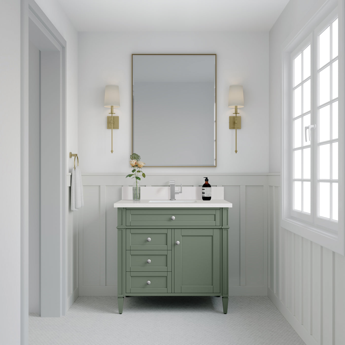 James Martin Brittany 36" Single Bathroom Vanity, Smokey Celadon by James Martin