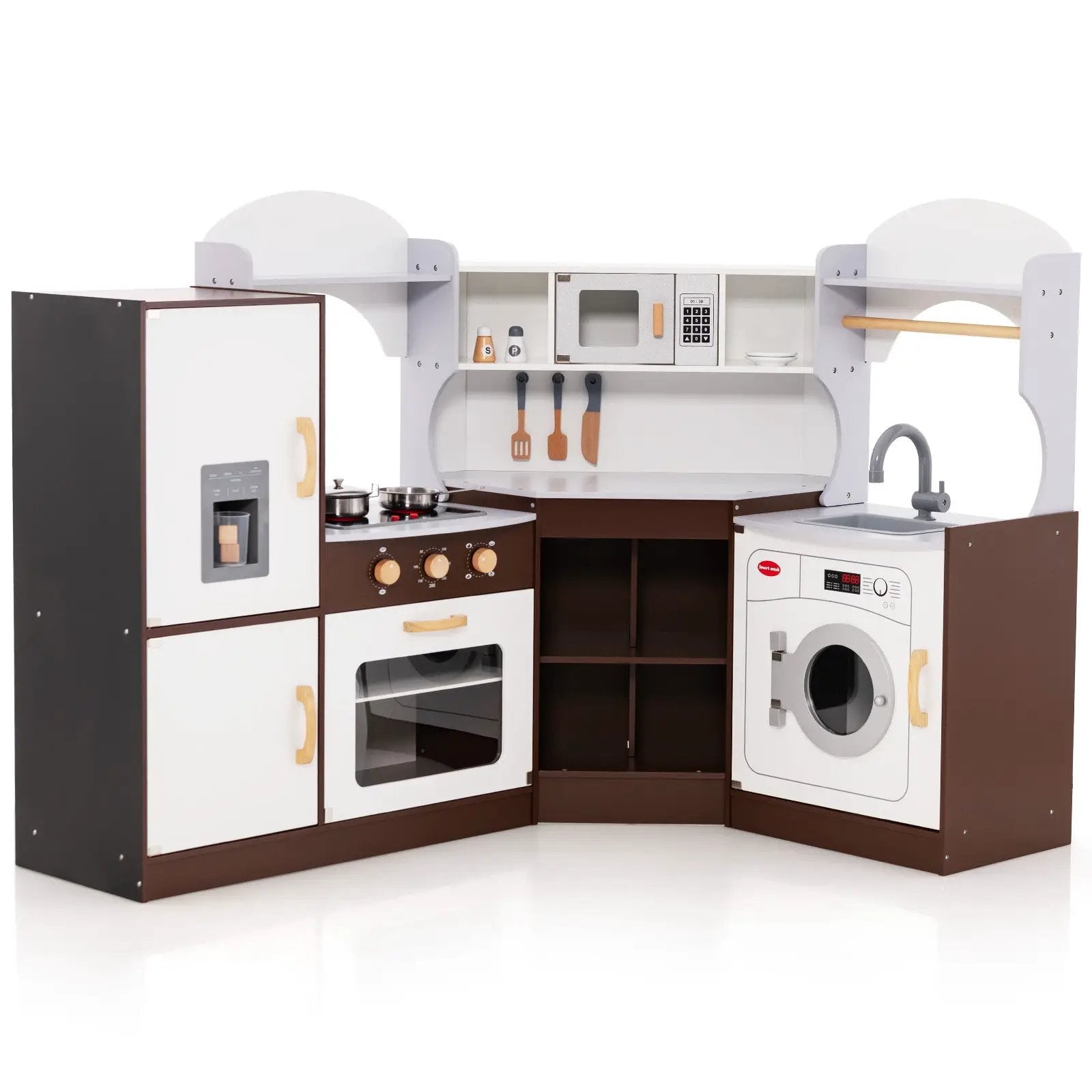 Corner Kids Play Kitchen with Washing Machine and Ice Maker Gift for Boys Girls by DirectDeals