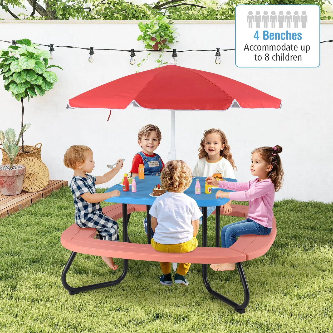 Toddler Outdoor Activity Table with Adjustable and Collapsible Umbrella by DirectDeals