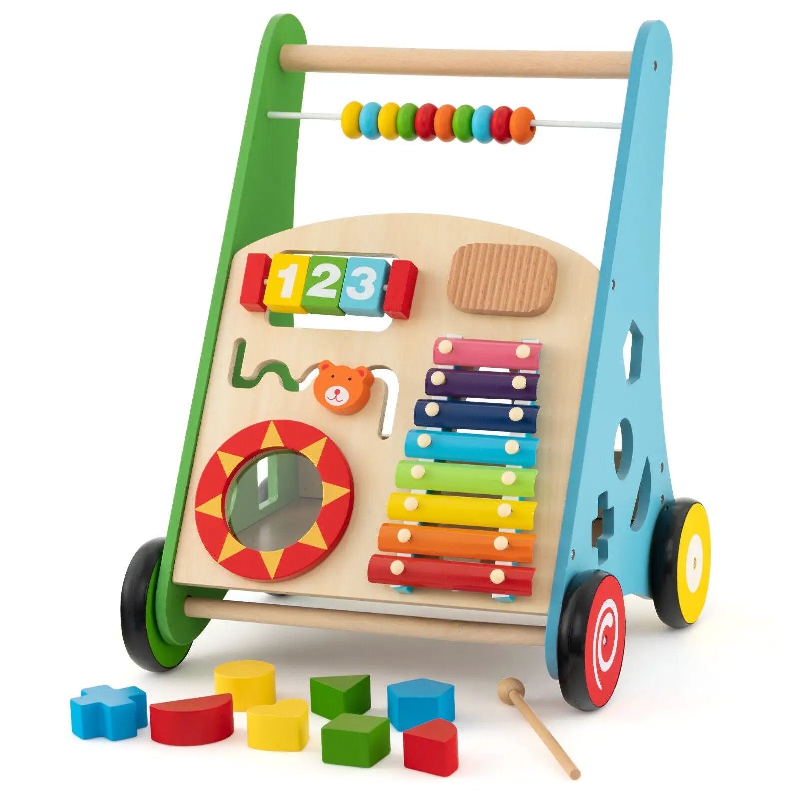 Toddler Push Walker Activity Center Toy with Burr-free Handle by DirectDeals