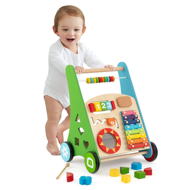 Toddler Push Walker Activity Center Toy with Burr-free Handle by DirectDeals