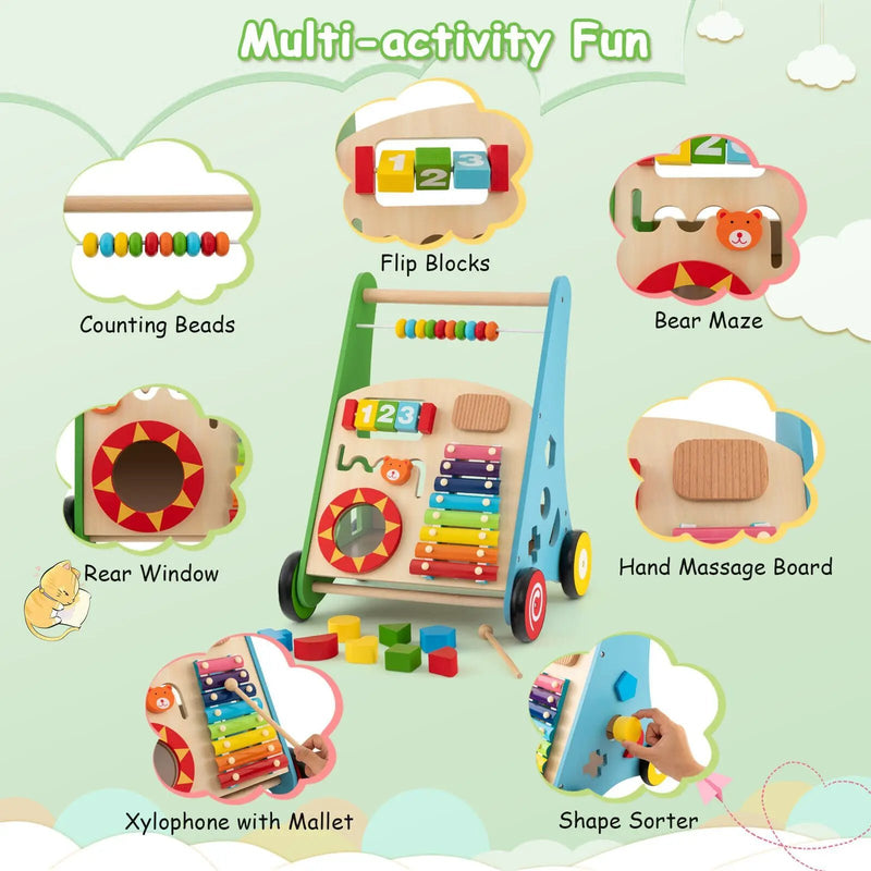 Toddler Push Walker Activity Center Toy with Burr-free Handle by DirectDeals