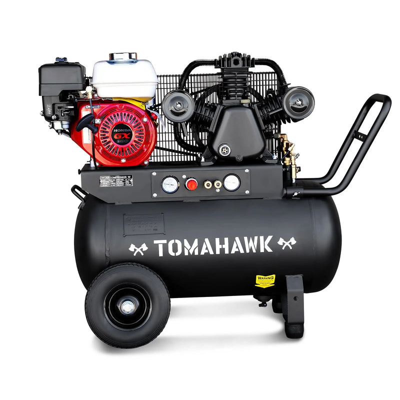 20 Gallon Portable Air Compressor 6.5HP Honda GX200 Engine Horizontal Tank 13.5 CFM @ 90 PSI Gas-Powered by Tomahawk Power