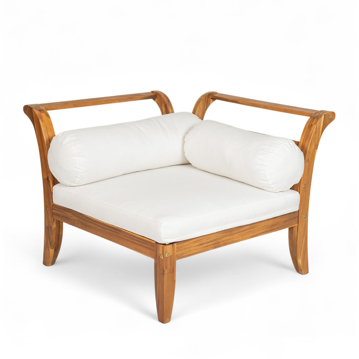 6 Piece Acacia Wood Outdoor Modular Sectional with Daybed - Teak Beige, photo 15 of 27