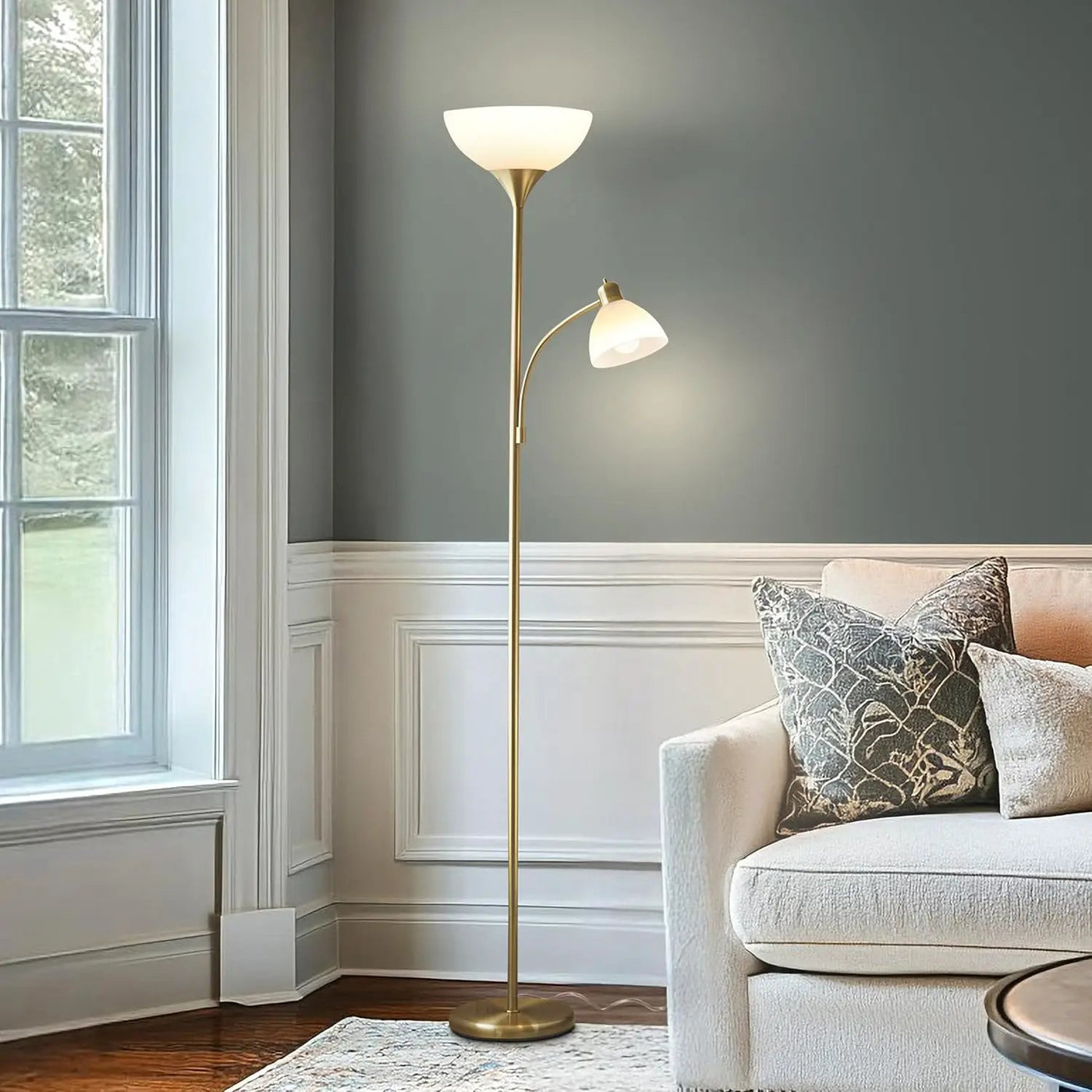 Torchiere Floor Lamp – High Brightness Torchiere Floor Lamp with 2 Reading Lights Lamps with Efficient LED by Outdoor Solar Outlet
